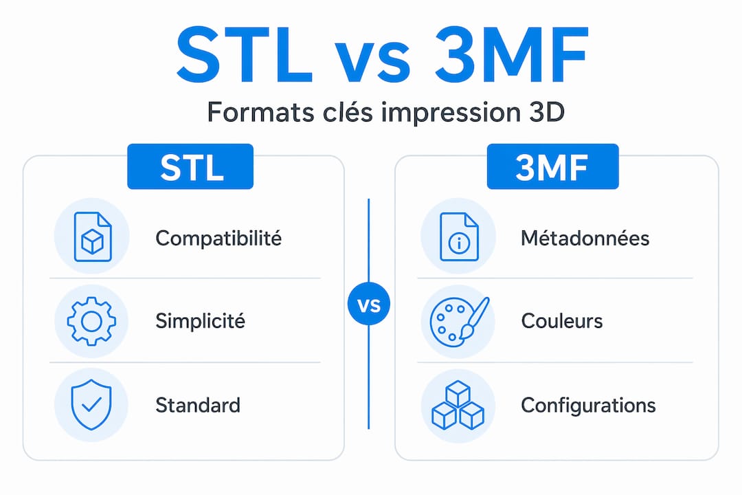 Visual comparison of STL and 3MF formats for 3D printing