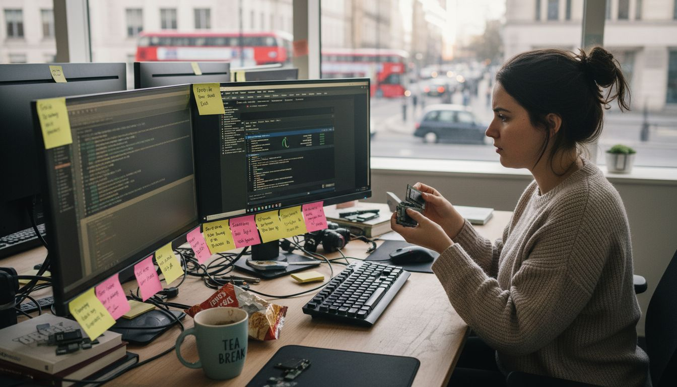 Web developer with NVMe drives and server dashboard