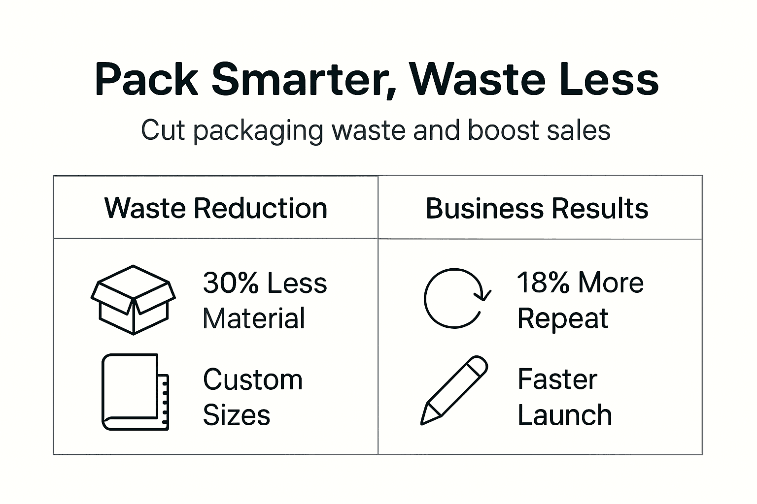 Infographic showing packaging waste and sales gains