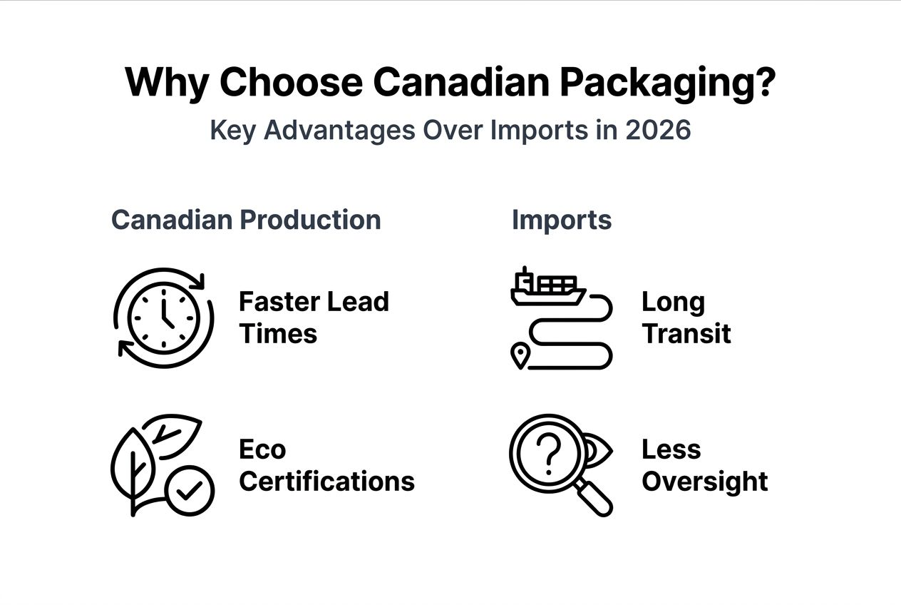 Infographic comparing Canadian and import packaging benefits