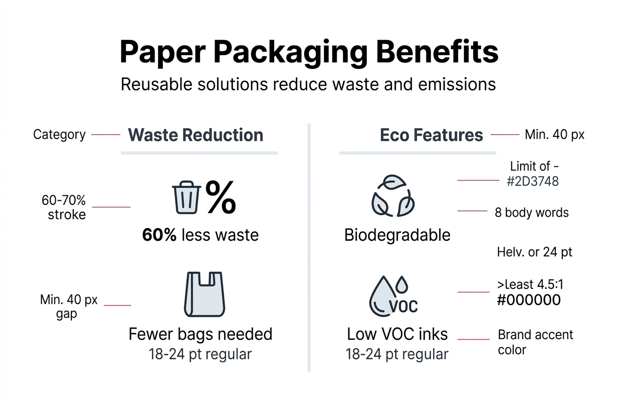 Infographic on reusable paper packaging impact