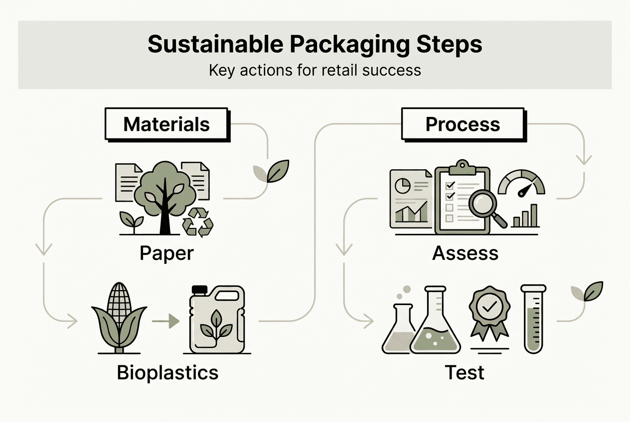 Infographic outlining sustainable packaging process