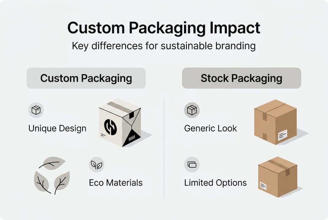 Infographic comparing custom and stock packaging