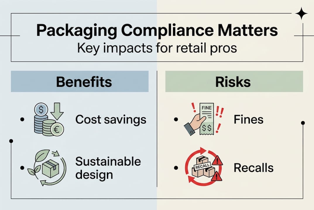 Infographic showing compliance benefits and risks