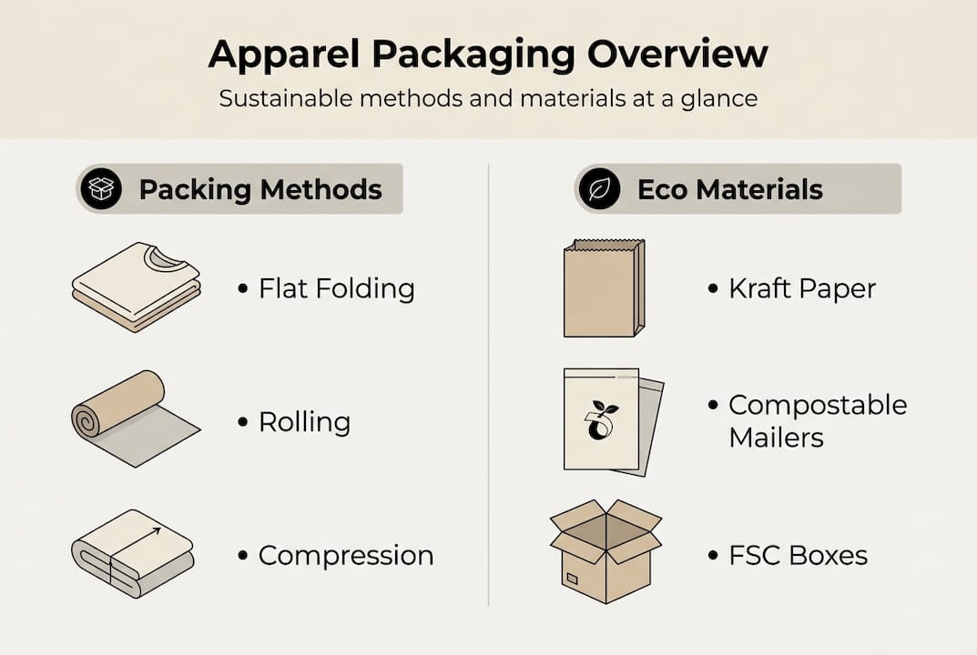 Infographic of apparel packaging methods and materials