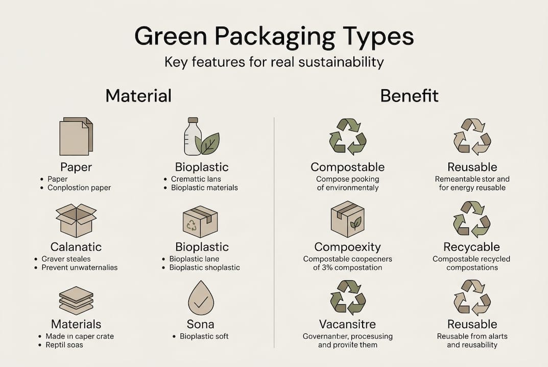 Infographic comparing green packaging types and benefits