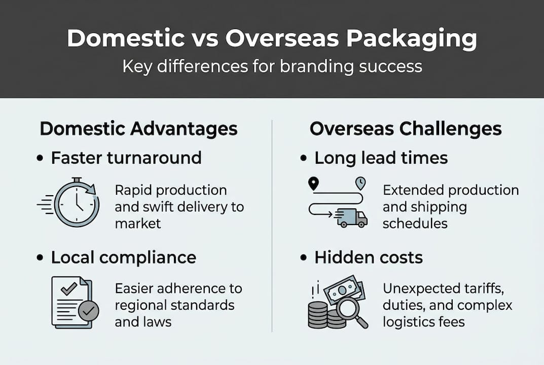 Infographic of domestic and overseas packaging differences