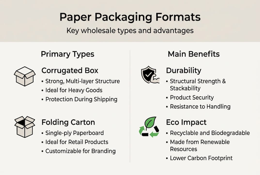Infographic showing paper packaging formats and benefits