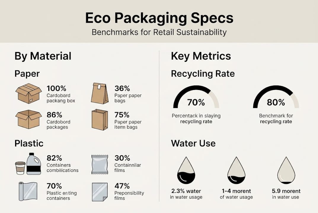 Infographic showing eco packaging benchmarks and specs