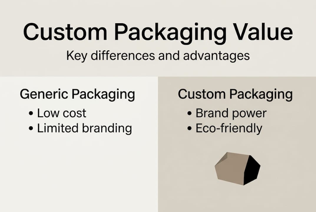 Infographic comparing custom and generic packaging