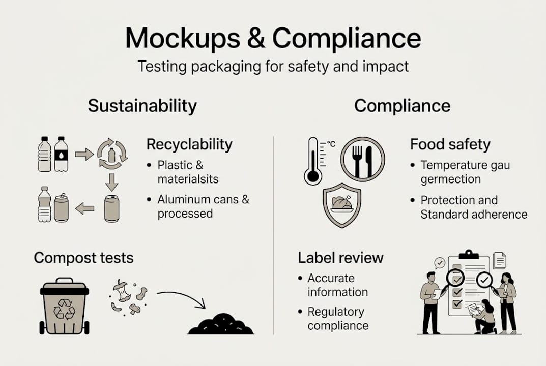 Infographic about packaging mockups and compliance areas