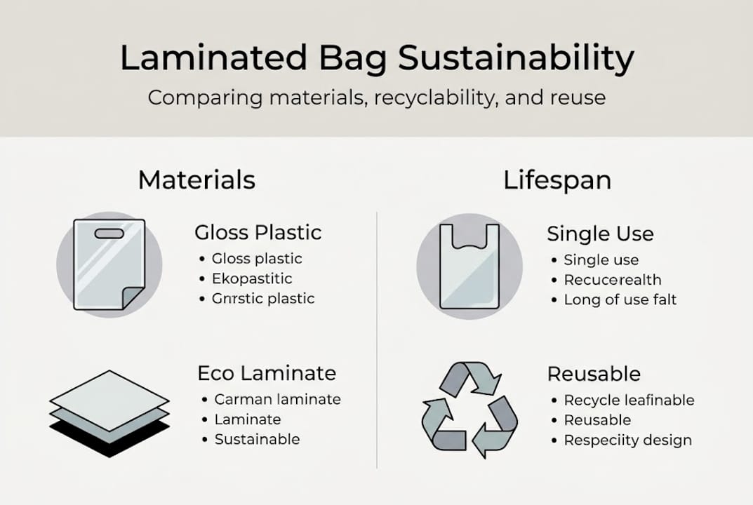 Infographic comparing sustainability of bag materials