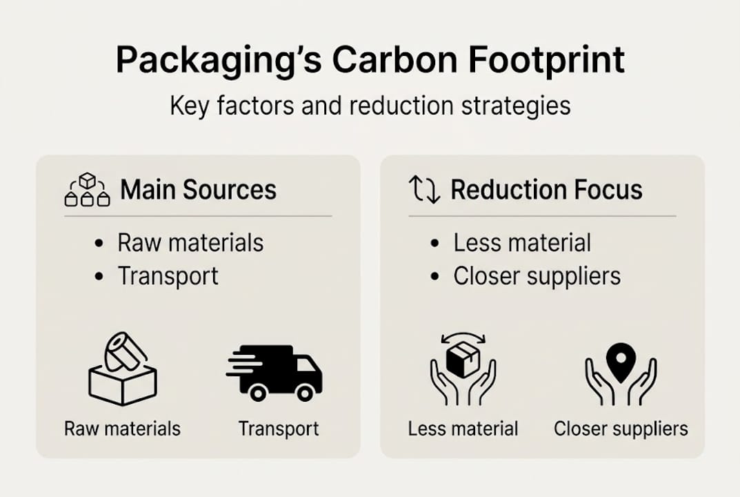 Infographic illustrating packaging carbon footprint sources