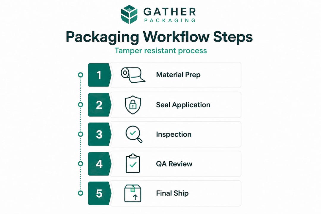 Infographic of tamper resistant packaging process steps