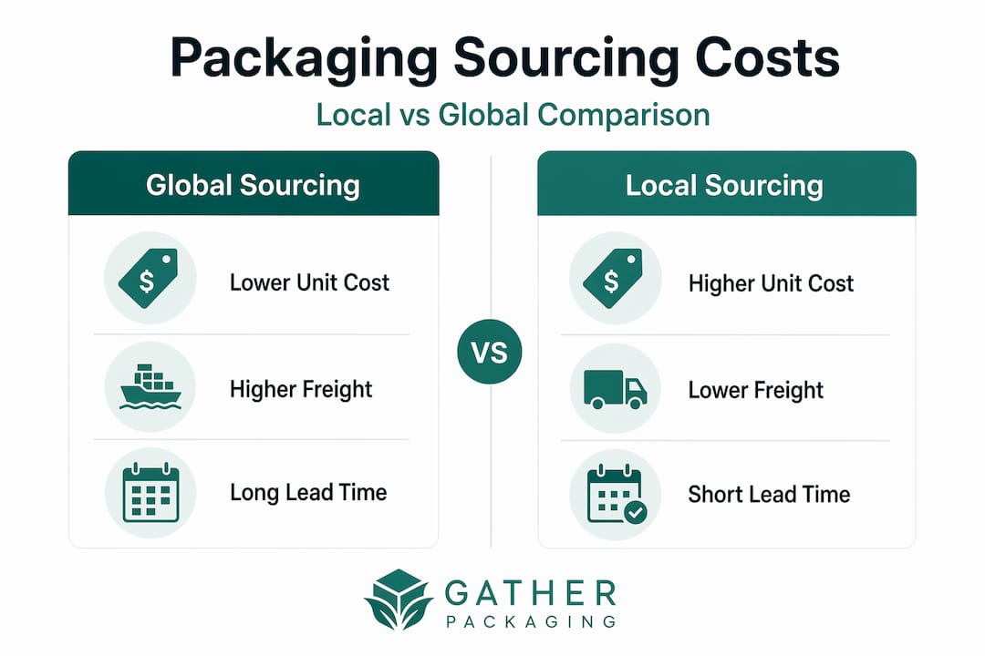 Infographic comparing local and global packaging costs