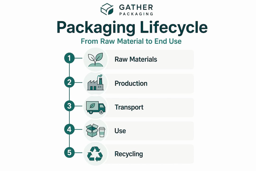 Infographic of packaging lifecycle steps flow