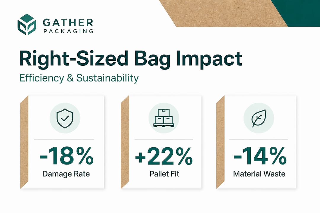 Infographic showing right-sized bag efficiency and sustainability stats