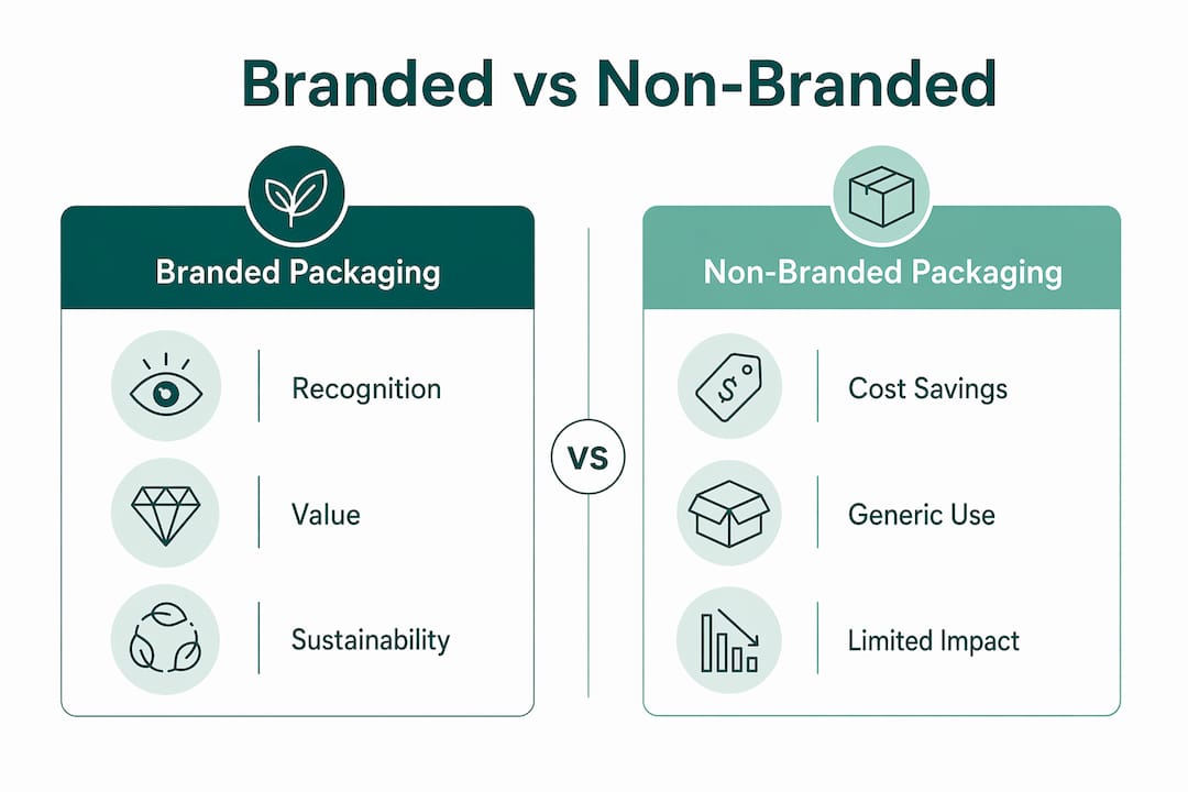 Infographic comparing branded and non-branded packaging