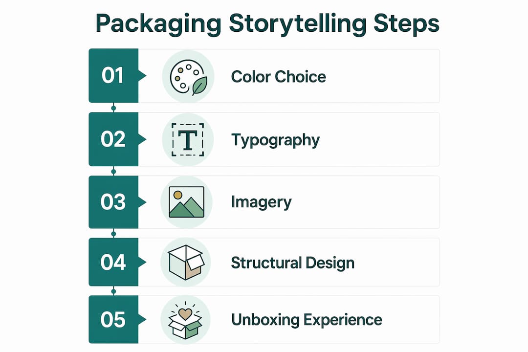 Infographic showing packaging storytelling process steps