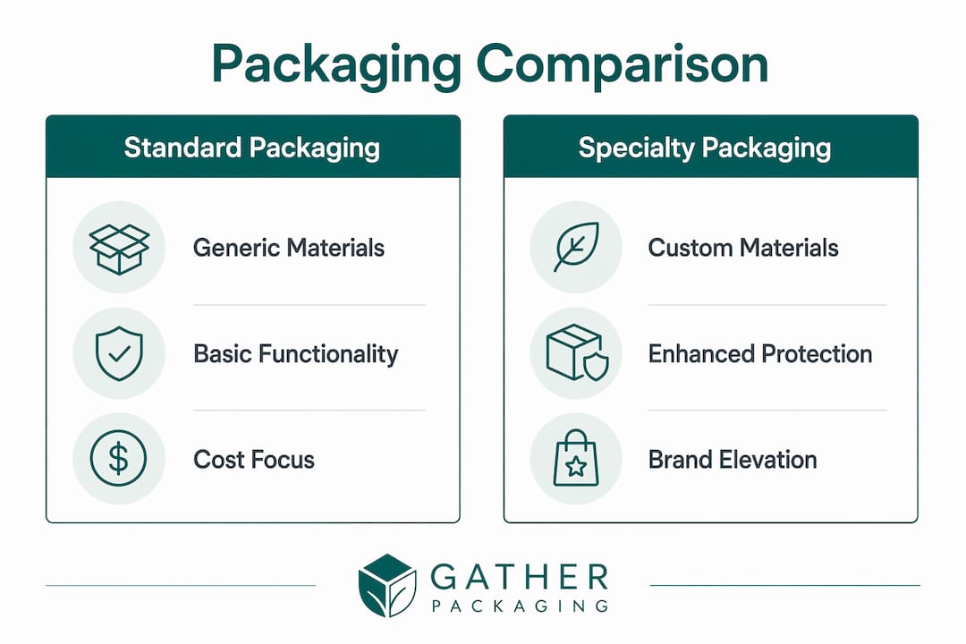 Infographic comparing standard and specialty packaging