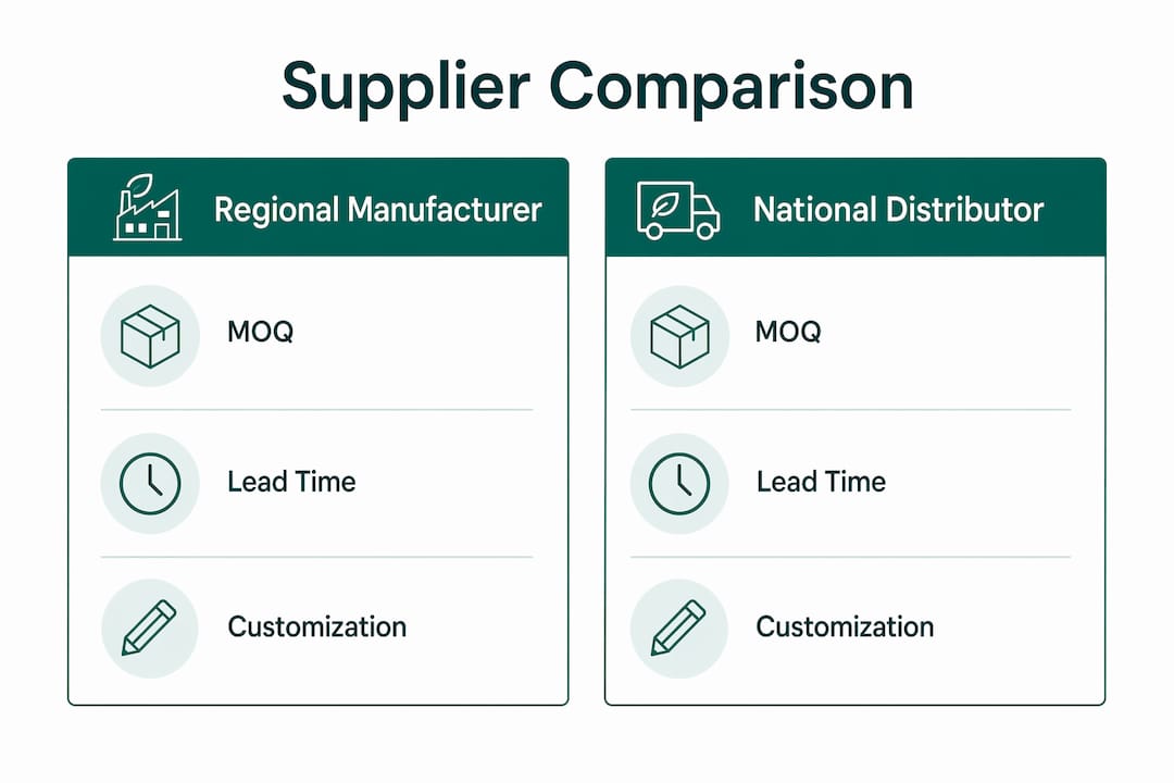 Infographic comparing regional manufacturers and national distributors