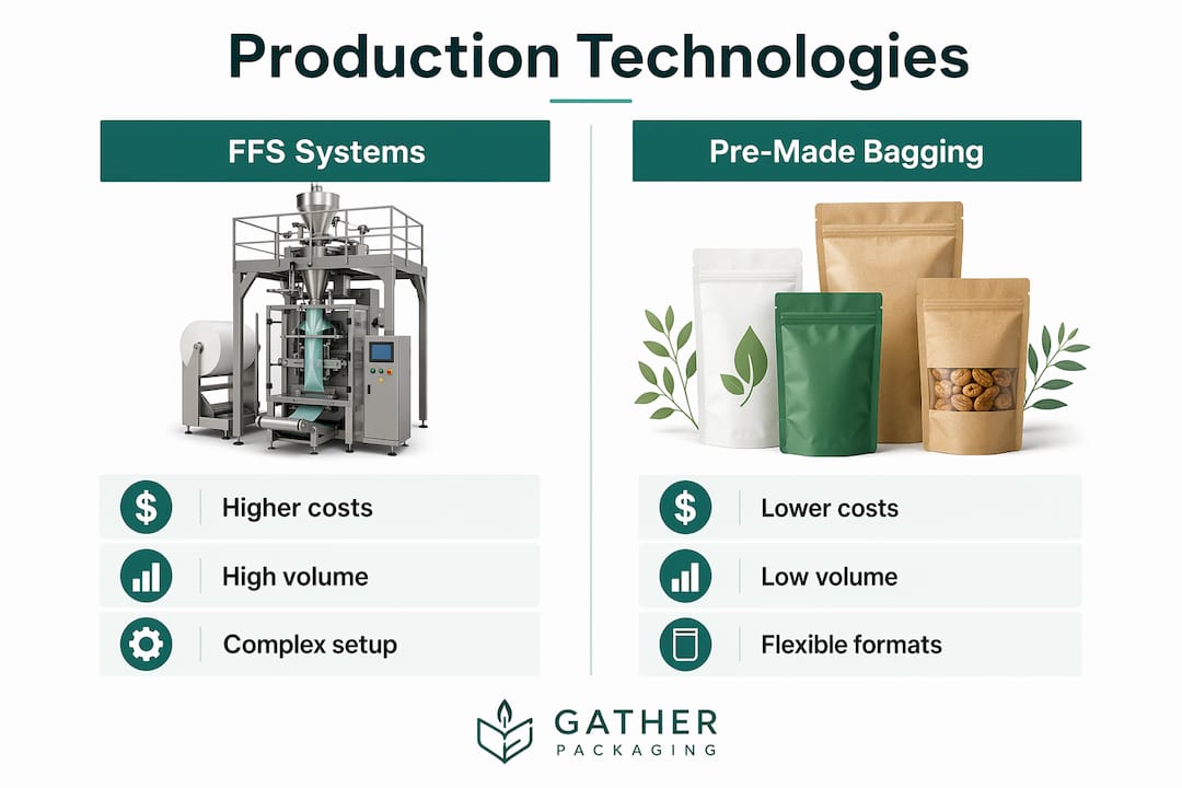 Infographic comparing FFS and pre-made bagging systems