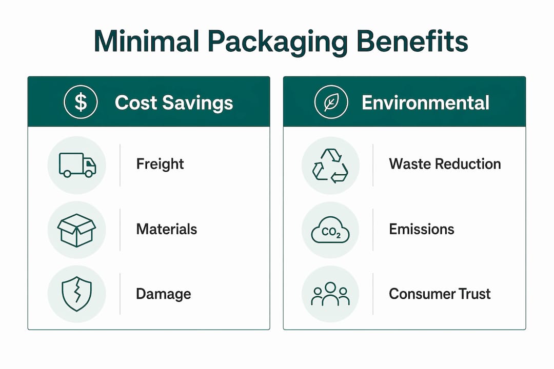 Infographic showing cost and environmental benefits of minimal packaging