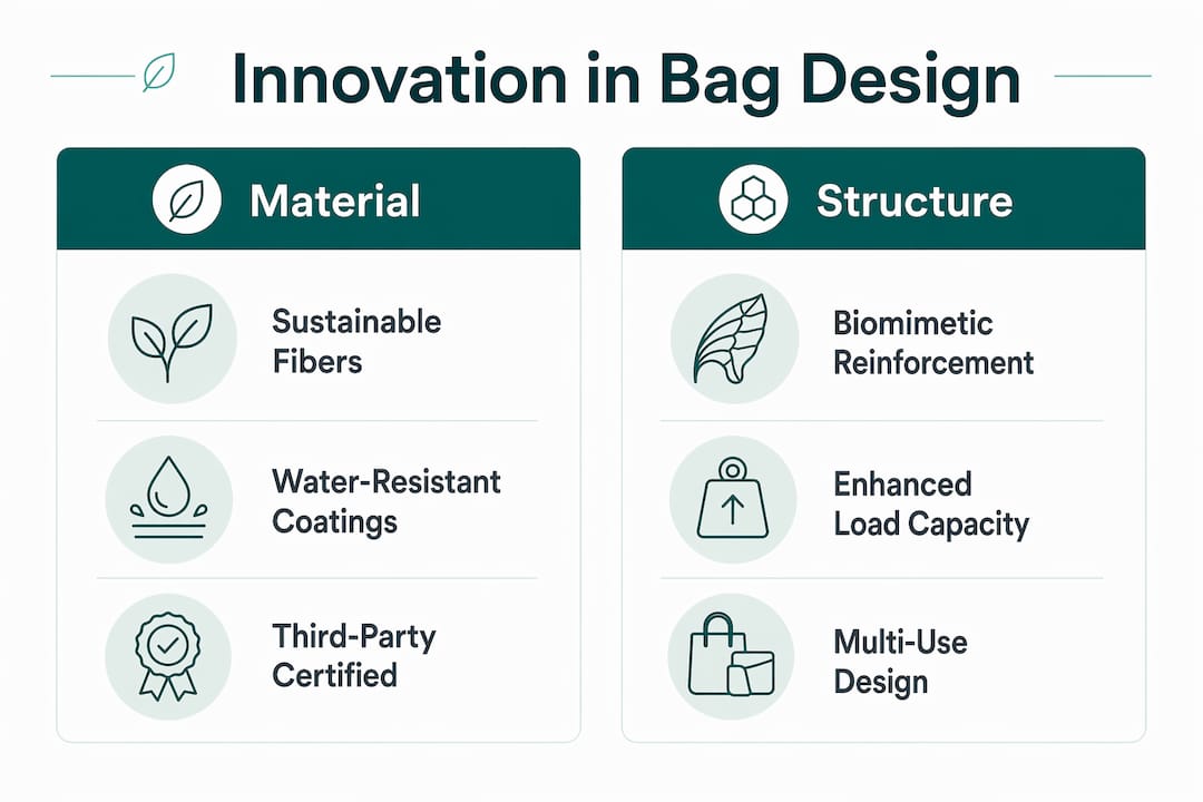 Infographic comparing material and structural innovation