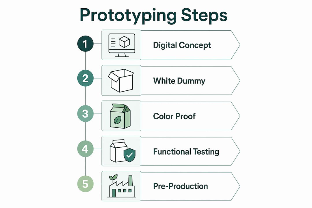 Infographic showing packaging prototyping process steps