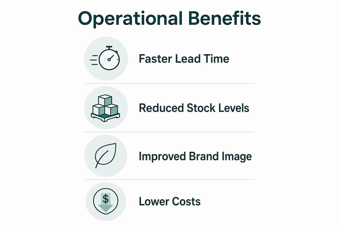 Infographic showing operational advantages of fast packaging solutions