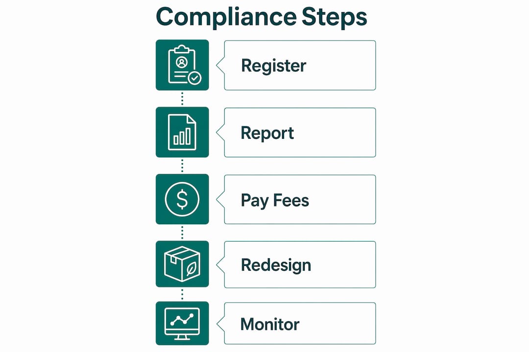 Infographic showing packaging waste compliance steps