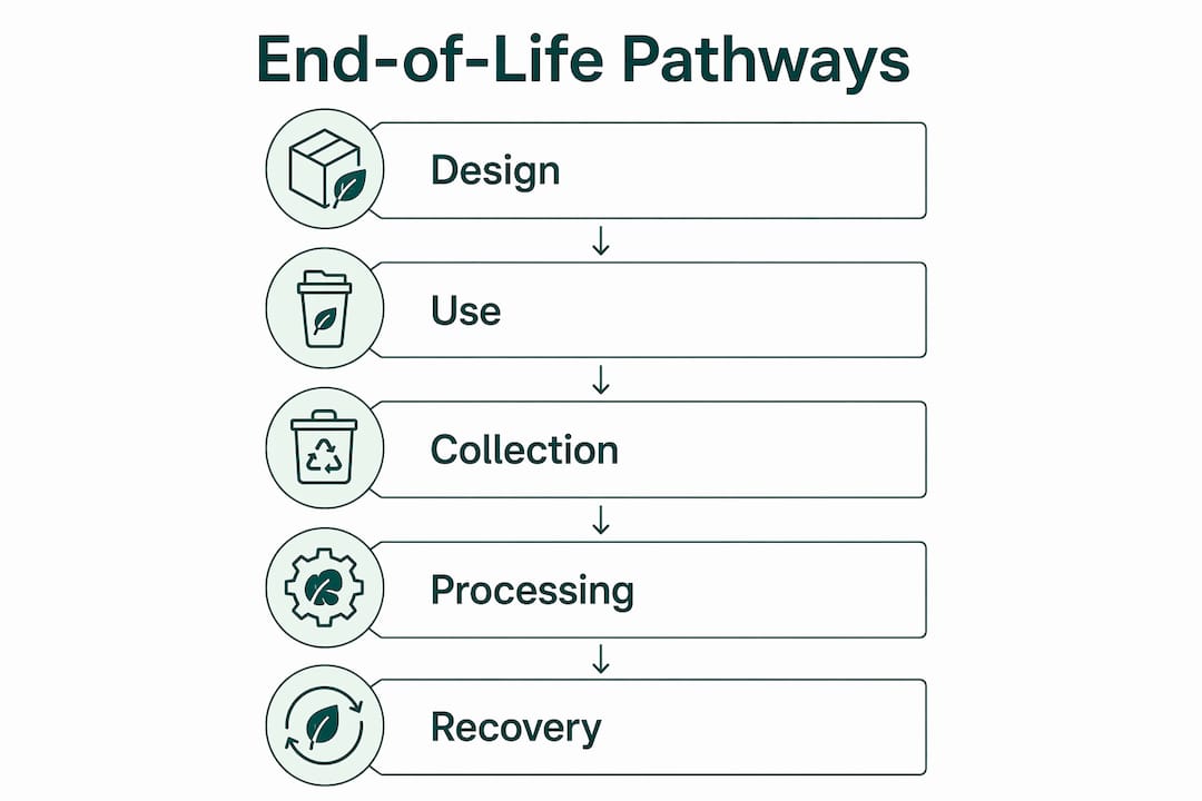 Infographic showing key end-of-life packaging stages