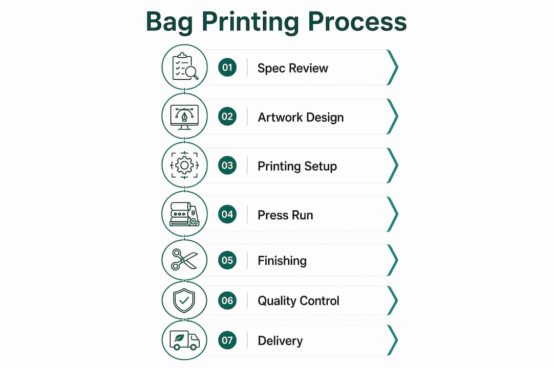 Infographic showing bag printing process steps