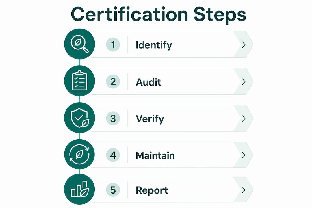 Vertical flow infographic of certification process steps