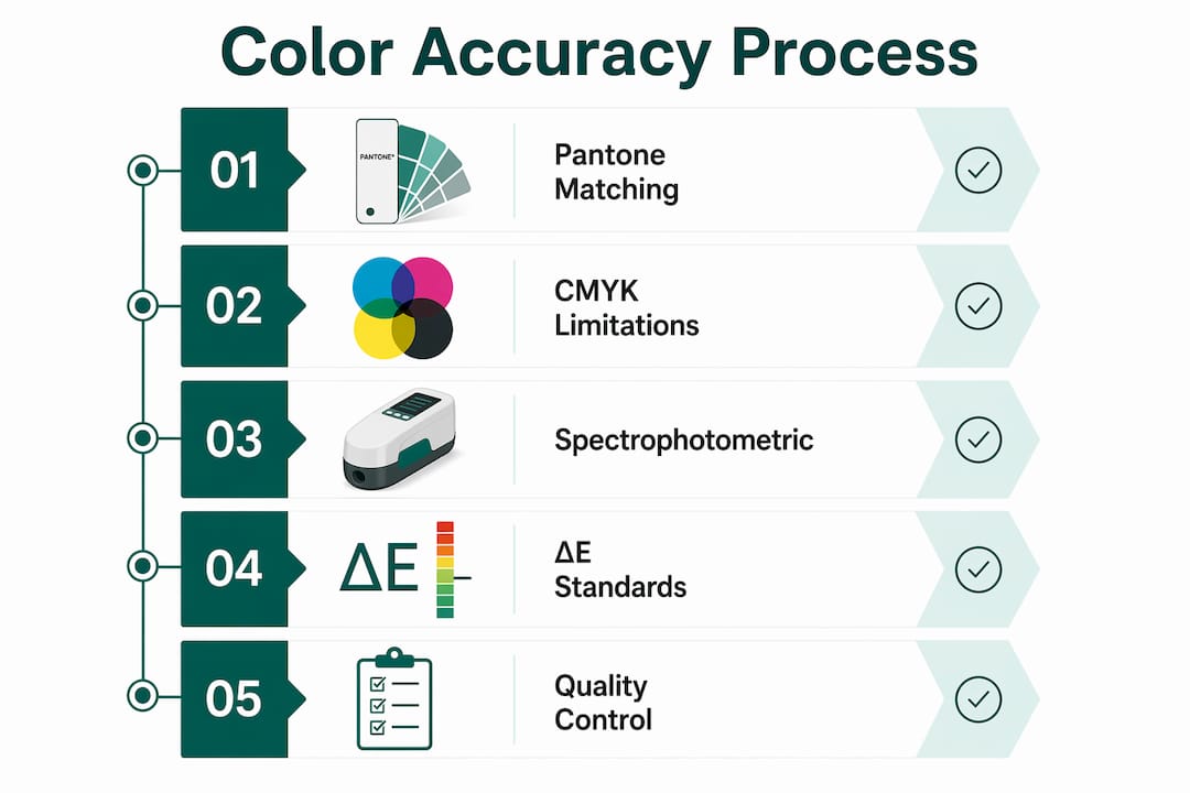 Infographic illustrating color accuracy measurement process