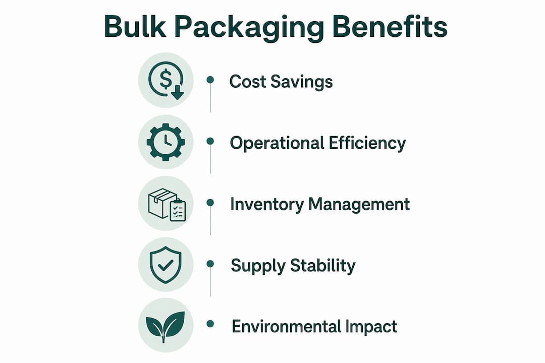 Infographic illustrating key benefits of bulk packaging