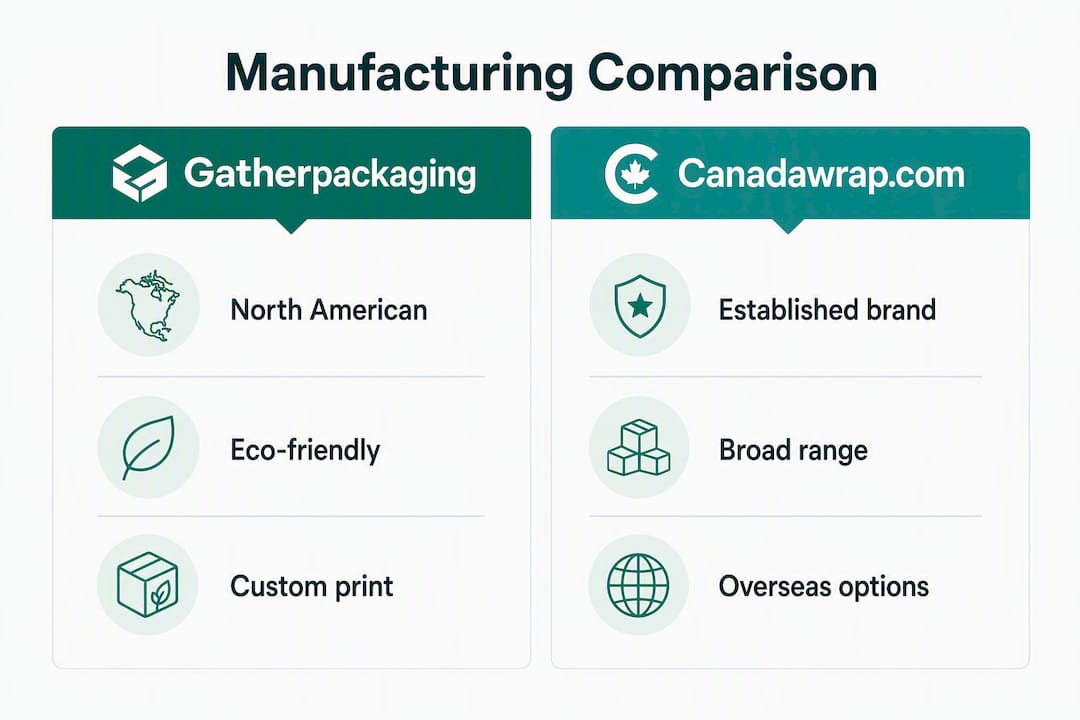 Infographic comparing Canadawrap.com and Gatherpackaging alternatives