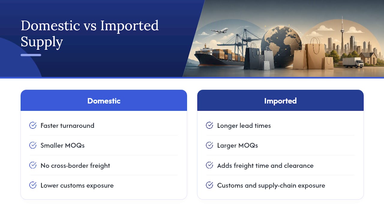 Comparison diagram of domestic vs imported paper bag supply