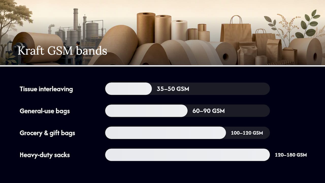 Kraft paper GSM bands and applications