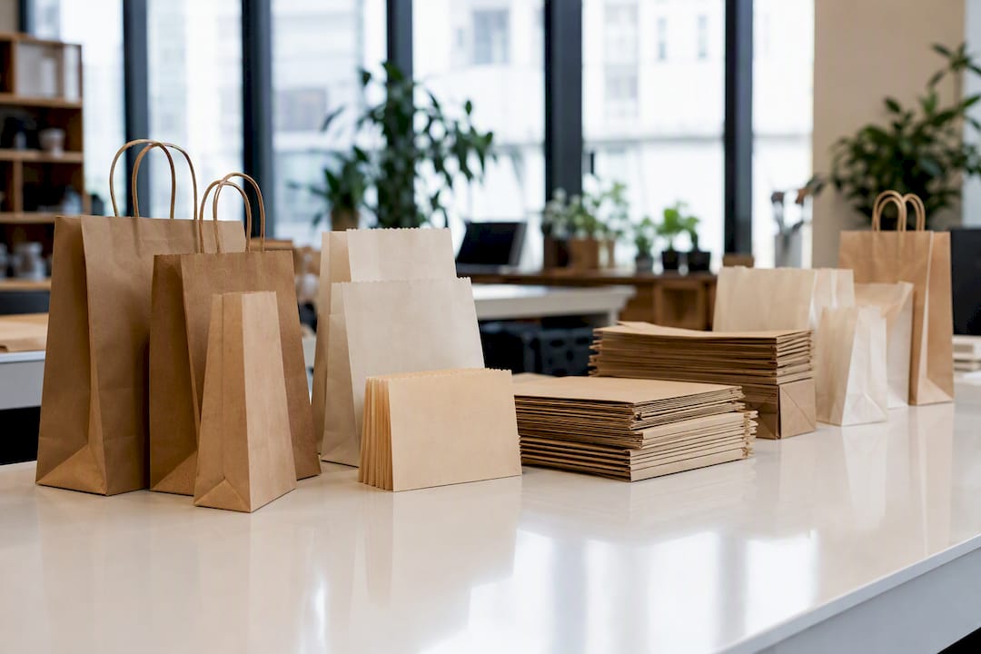 Stack of different paper bag types