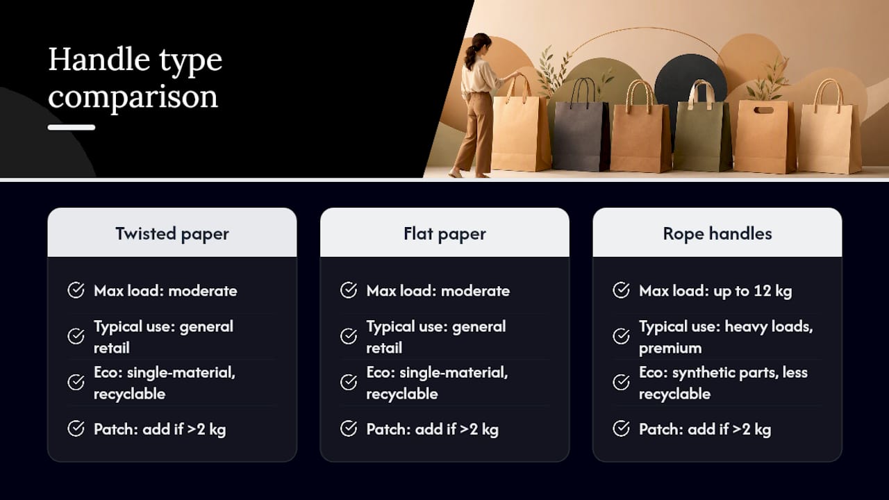 Comparison of paper bag handle types and loads