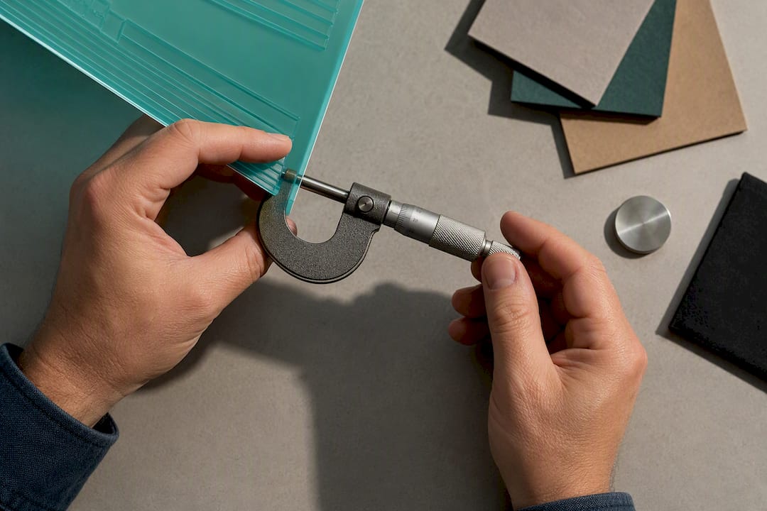 Micrometer measuring flexographic plate edge