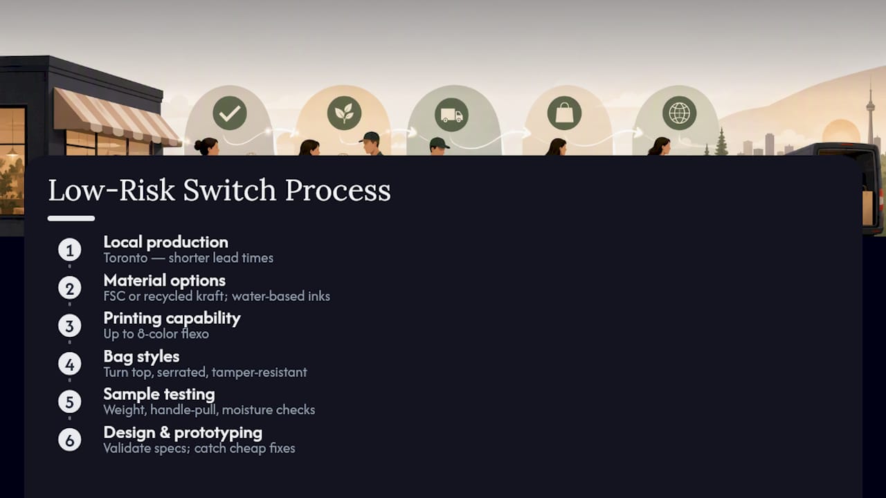 How Gather Packaging Makes the Switch Low-Risk — overview diagram