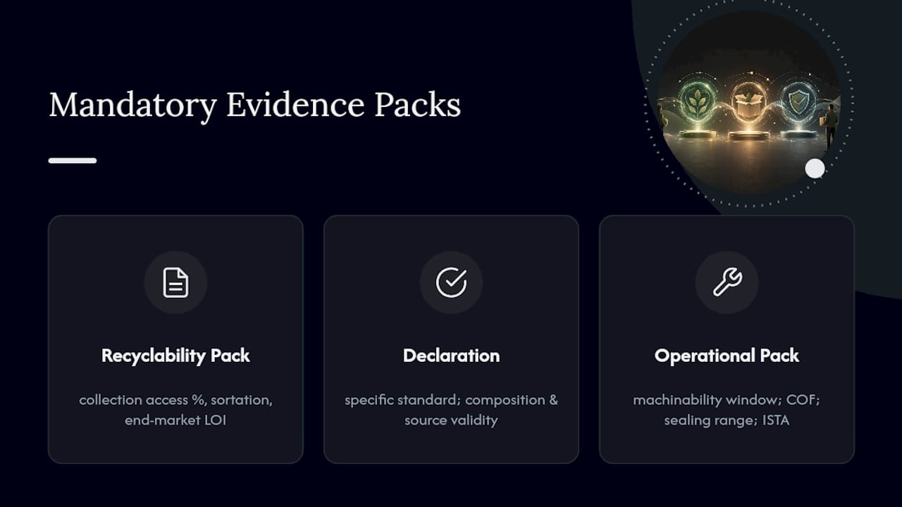 Three sustainable packaging evidence packs compared