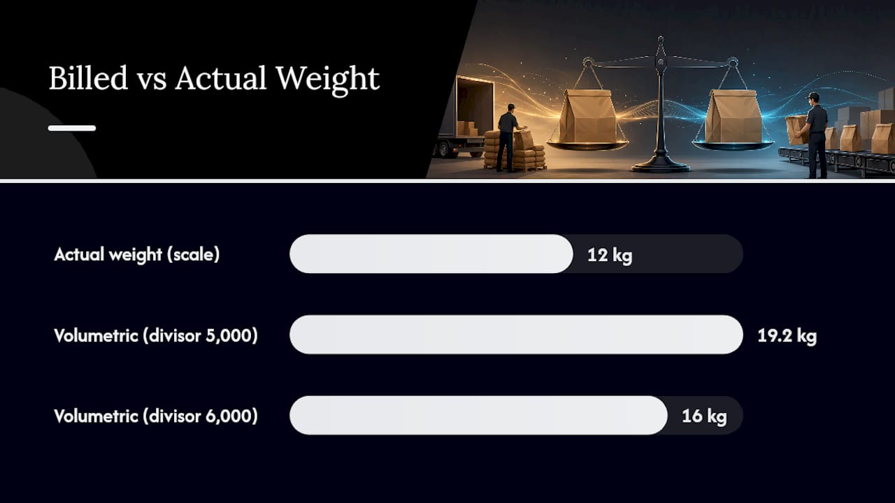 Dimensional weight divisor comparison diagram