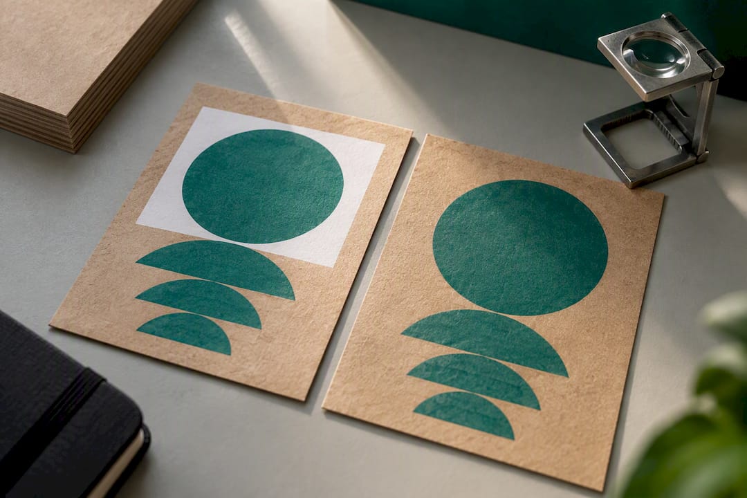 White-backed and unbacked kraft color samples