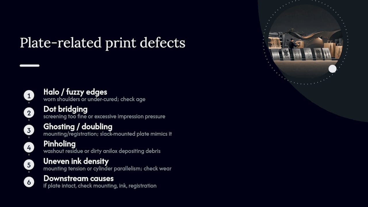Flexo print defects and diagnostic checks