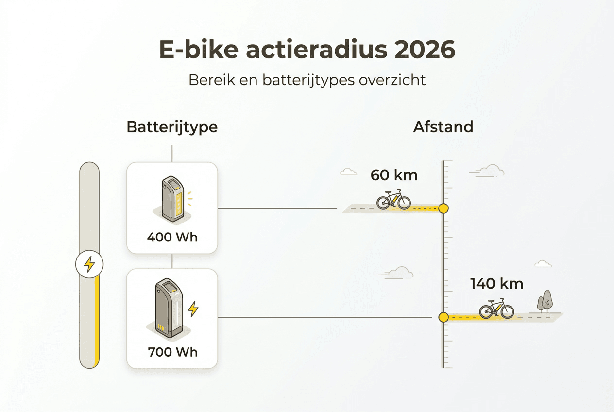 Overzicht: e-bike accu’s en actieradius in beeld