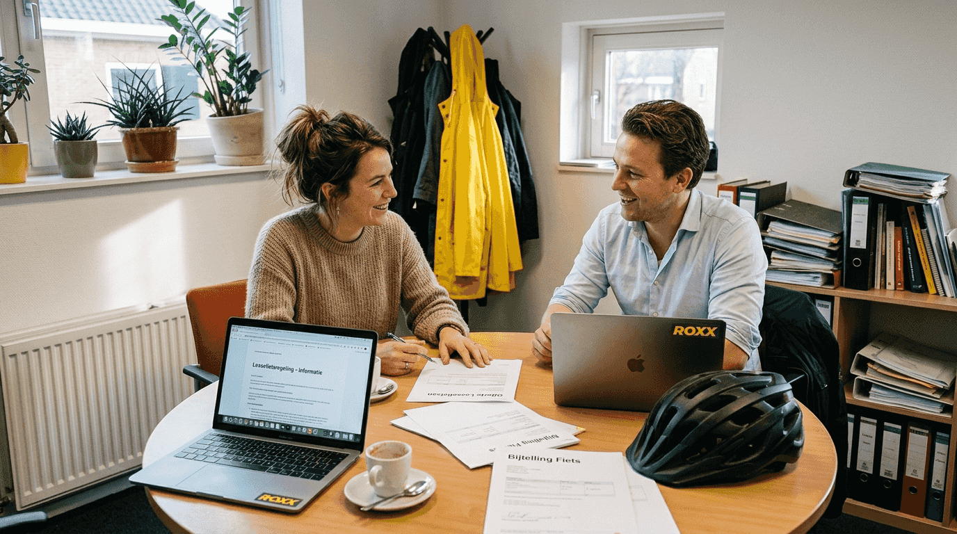 Aan de vergadertafel overleggen collega's over het nieuwe fietsplan.