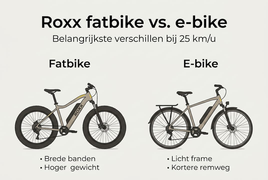 Infographic: de belangrijkste verschillen tussen een fatbike en een e-bike op een rij